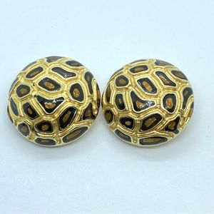 Vintage Rare “Craft” Gold Plate Giraffe/ Panther Print Dome Shaped Clip …